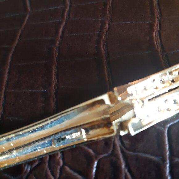 1990s Cuff Bracelet Vintage Snake Rhinestone Marked 925 - Picture 13 of 15